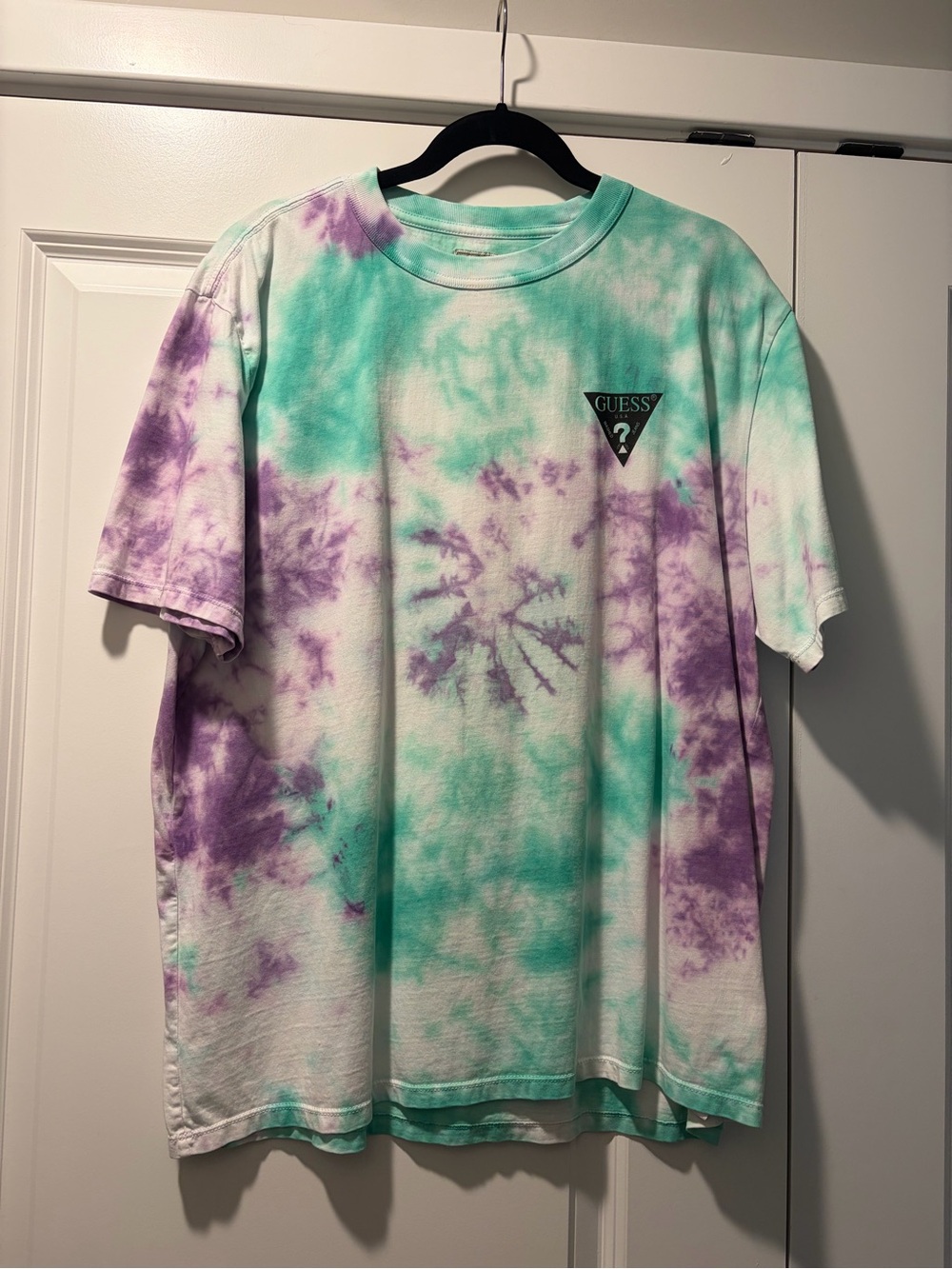 GUESS Tie-Dye Tee in Mint Green & Lavender